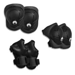 Crazy Safety - Schwarzes Schutz-Set für Kinder: Knieschützer, Handgelenkschützer & Ellbogenschützer - (220105-10)