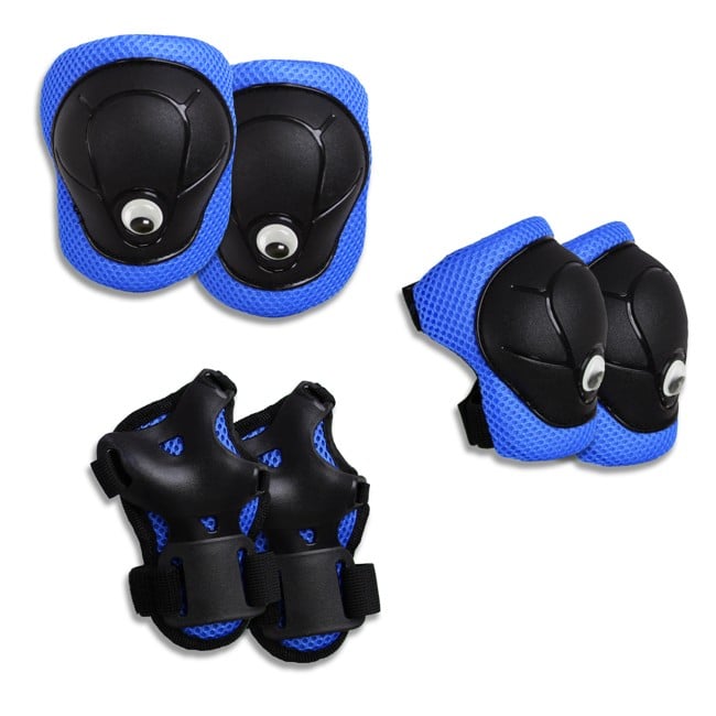 Crazy Safety - Blue Safety Gear Set for Kids: Knee Pads, Wrist Guards & Elbow Pads - (220108-10)