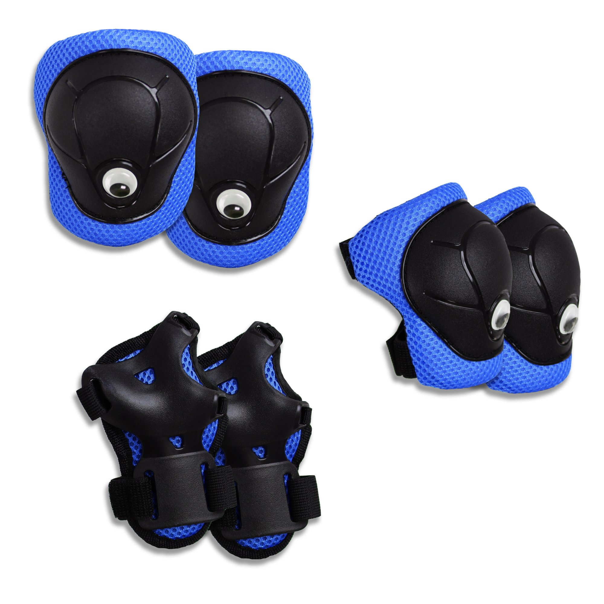 Crazy Safety - Blue Safety Gear Set for Kids: Knee Pads, Wrist Guards&Elbow Pads - (CS220202)