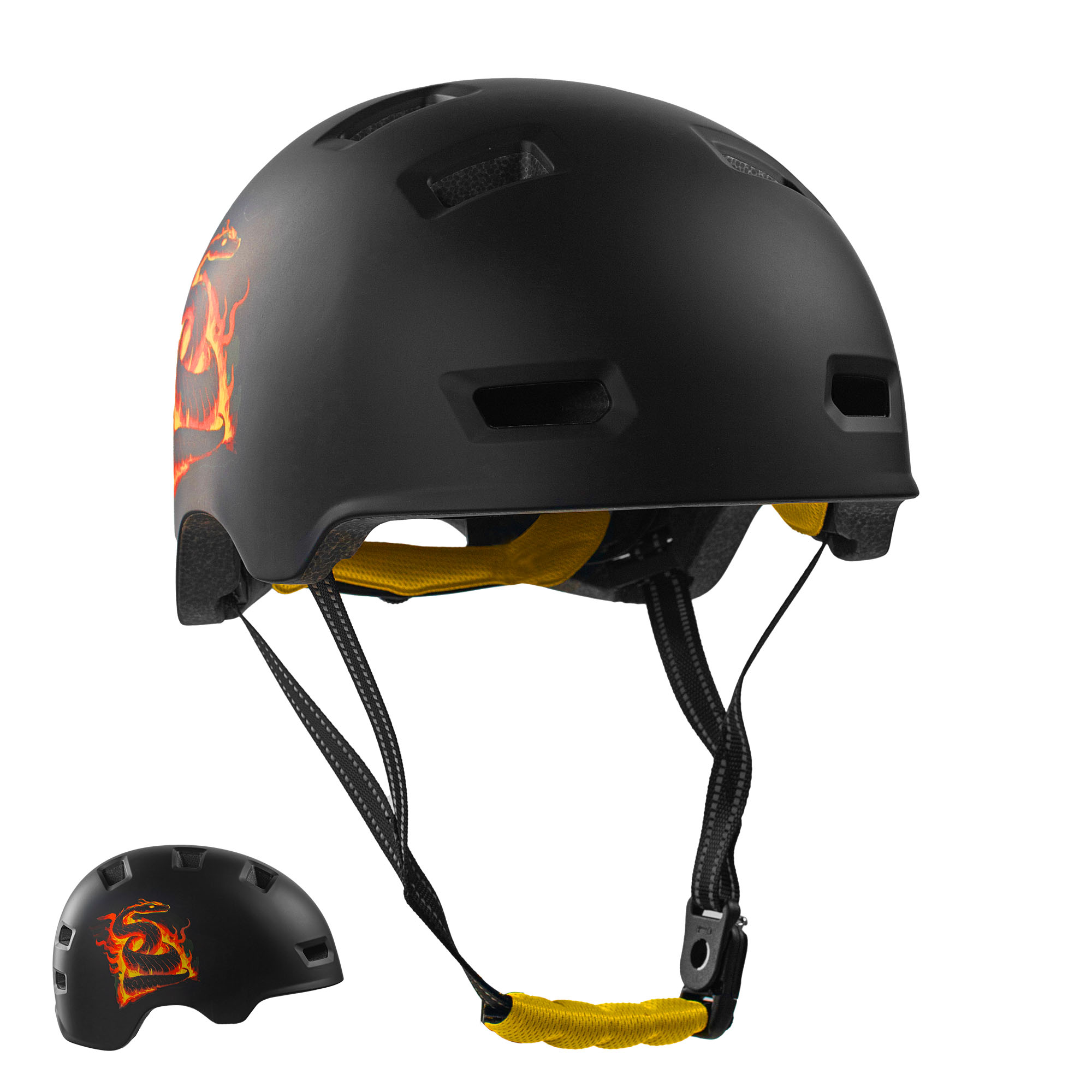 Crazy Safety - Orange Snake bicycle and skater helmet - Orange - L (57-61cm) (CS240401)