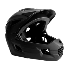 Crazy Safety - Fullface Bicycle Helmet for Kids Age 6-12 with Removable Chin Guard, Bug Net, and Sun Shade - Black - M (54-57 cm)