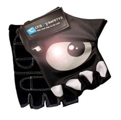 Crazy Safety - Black kids bike gloves with reflective eyes and padded palms - Black - Size S