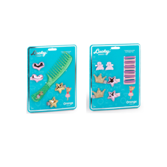 Lucky Doggy - Hair Accessories Green Brush + Stars and Crown Hair Accessories - Bundle