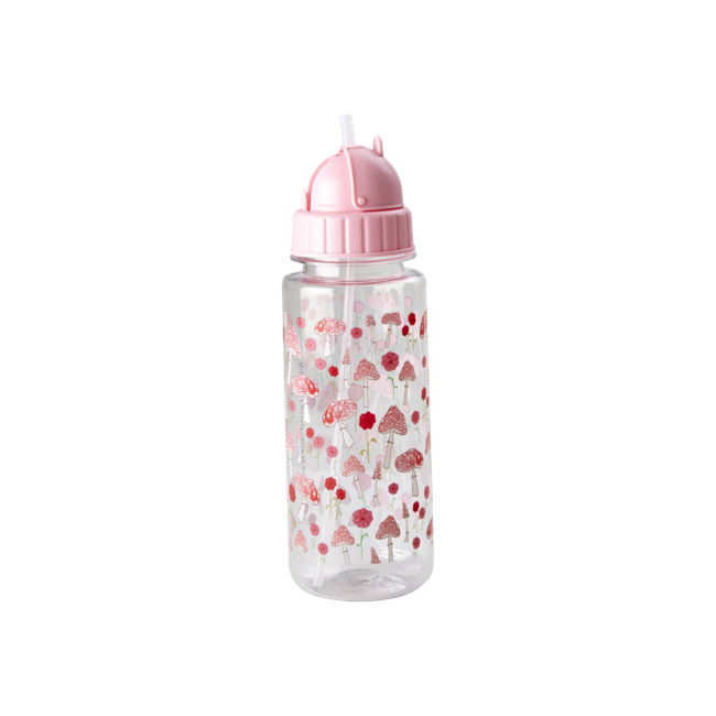 Rice - Plastic Kids Drinking Bottle with Pink Happy Forest Print - Pink - 500 ml