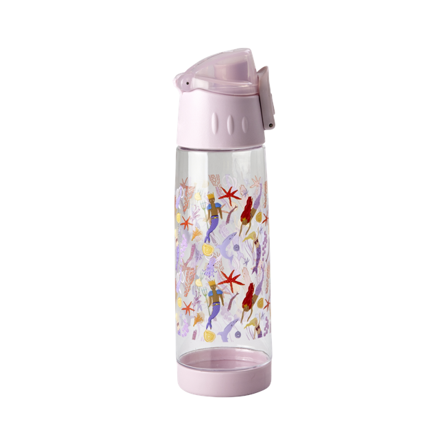 Rice - Plastic Kids Drinking Bottle with Mermaid Print - Lavender - 500 ml