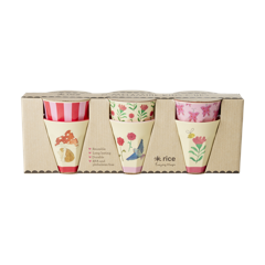 Rice - Melamine Cups with Happy Forest Prints - Pink - Small