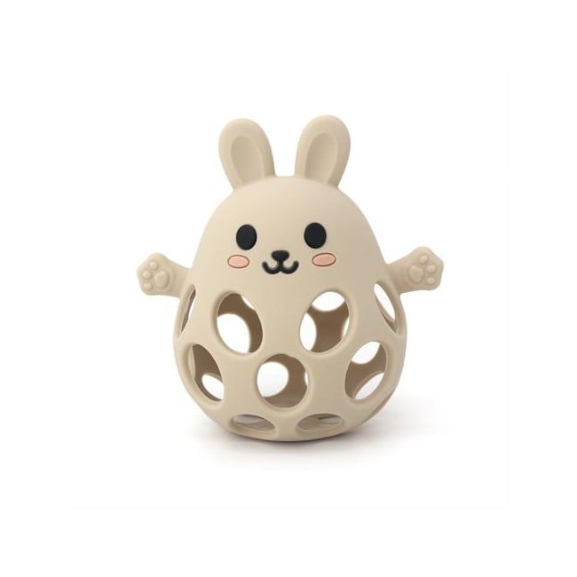 Magni - Teether ball with bunny in LFGB silicone, beige - (5731)