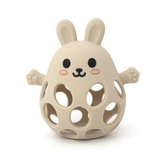 Magni - Teether ball with bunny in LFGB silicone, beige - (5731)