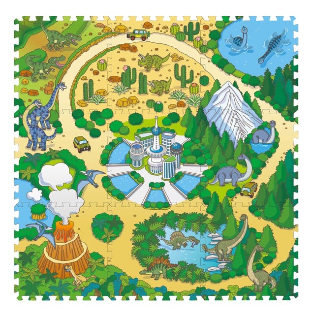 Magni - Bodenpuzzle mit Dino-Park - 9 Schaumstoffplatten