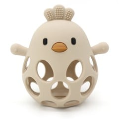 Magni - Teether ball with duckling in LFGB silicone, beige - (5630)