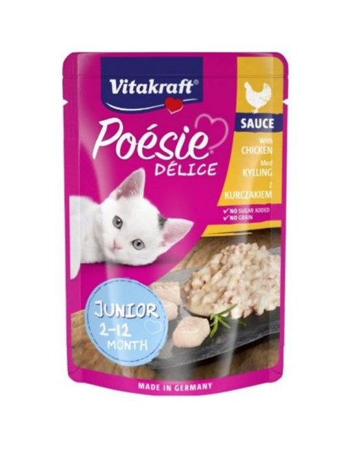 Vitakraft -  23 x Poésie Délice Junior chicken 85gr( obs bedst før 13/12-2024)