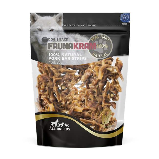 Faunakram - Natural Pork Ear Strips - 300g