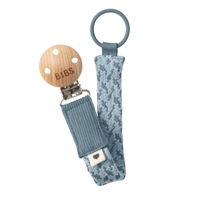 BIBS - Pacifier Clip Braided - Petrol/Baby Blue - Onesize