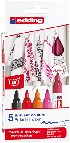 edding - 4500 Textile Marker Set of 5 pcs Warm Colours - (706825)