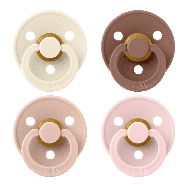 BIBS - Pacifier Colour 4 PACK - Ivory/Blush/Woodchuck/Blossom - Size 2