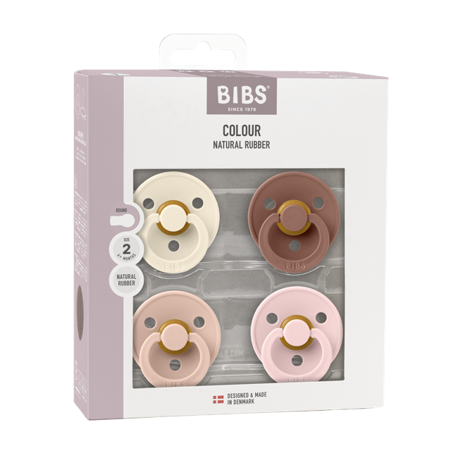 BIBS - Pacifier Colour 4 PACK - Ivory/Blush/Woodchuck/Blossom - Size 2