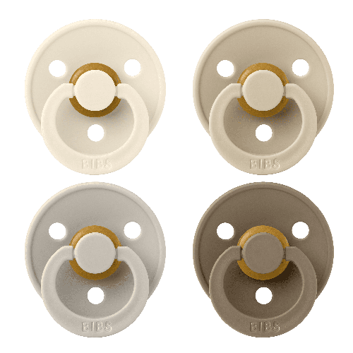 BIBS - Pacifier Colour 4 PACK - Ivory/Sand/Vanilla/Dark Oak - Size 1
