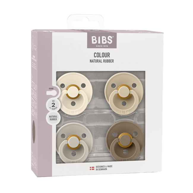 BIBS - Pacifier Colour 4 PACK - Ivory/Sand/Vanilla/Dark Oak - Size 2