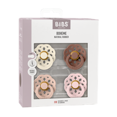 BIBS - Pacifier Boheme 4 PACK - Blush Mix - Size 1