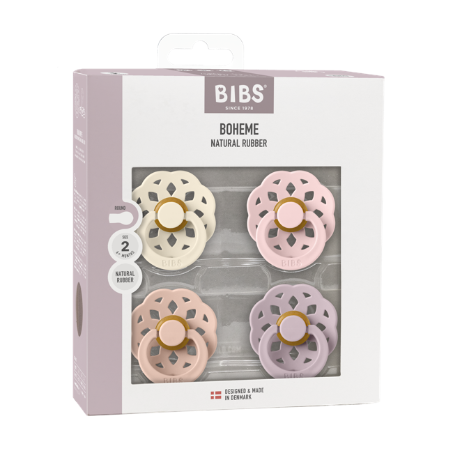 BIBS - Pacifier Boheme 4 PACK - Dusky Lilac Mix - Size 2