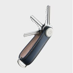 Orbitkey - Leather Key Organiser- Navy/Tan