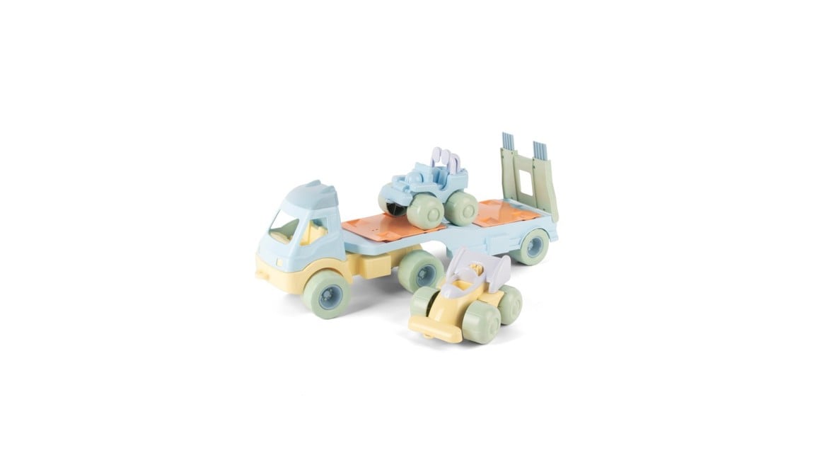 Dantoy - Pastel Recycled -  Truck with 2 Cars and Plastic Wheels (2788)