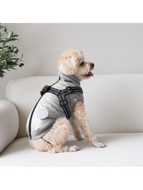 Nordic paws - Dogcoat Thor with harness - Lightgrey - Small 35cm