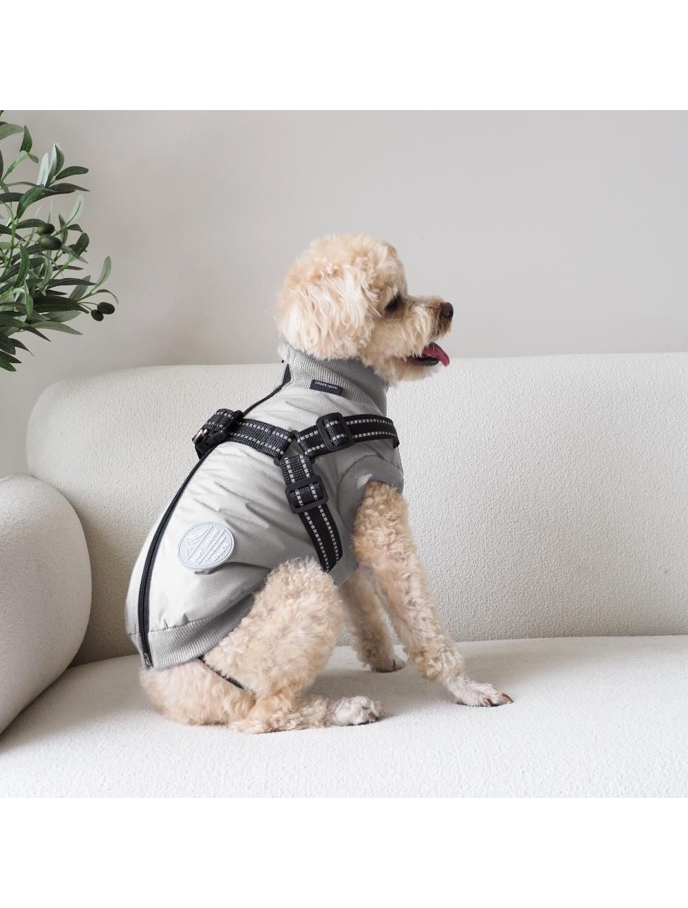 Nordic paws - Hundejakke Thor med sele 45cm - Lysegrå - L