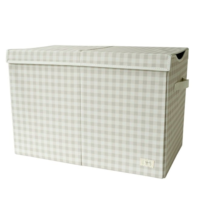 3 Sprouts - Recycled Folding Toy Chest - Gingham Beige