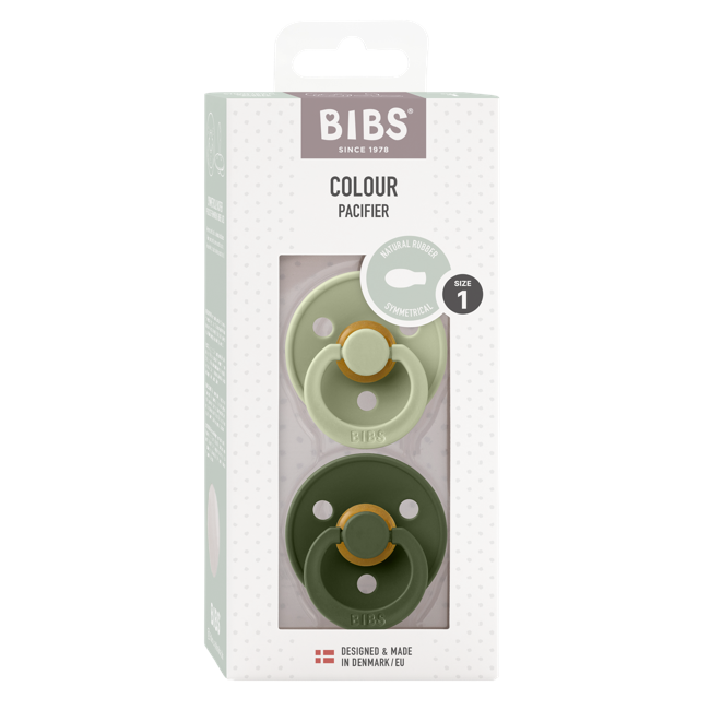 BIBS - Pacifier Colour 2 PACK - Sage/Hunter Green - Size 1