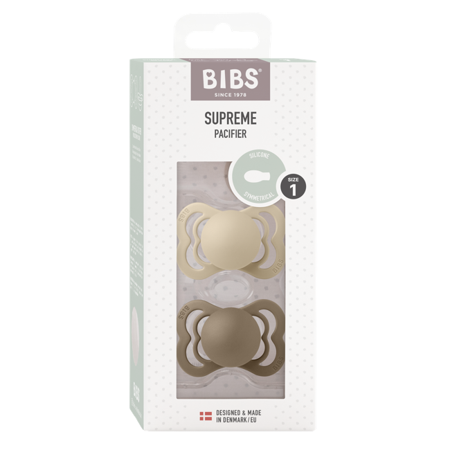 BIBS - Pacifier Supreme 2 PACK - Vanilla/Dark Oak - Size 1