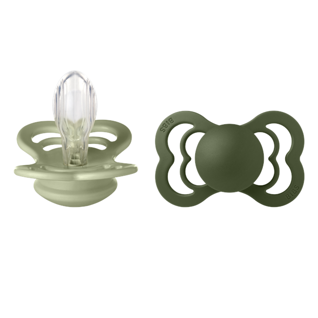 BIBS - Pacifier Supreme 2 PACK Silicone - Sage/Hunter Green - Size 2