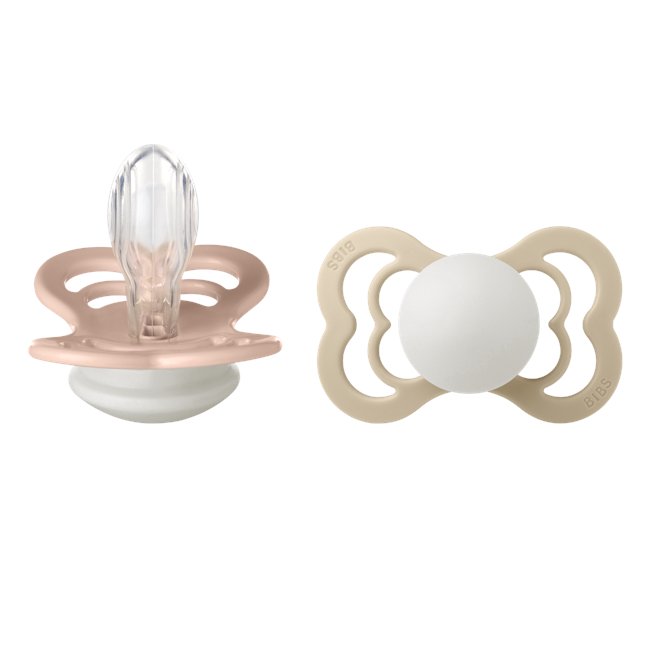 BIBS - Pacifier Supreme 2 PACK - Blush GLOW/Vanilla GLOW - Size 2