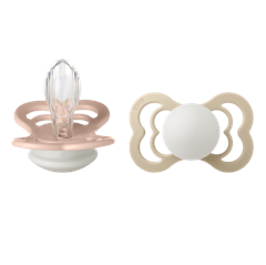 BIBS - Pacifier Supreme 2 PACK - Blush GLOW/Vanilla GLOW - Size 2