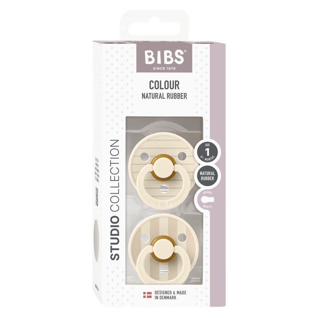 BIBS - Pacifier Studio Colour 2 Pack - Ivory/Vanilla - Size 1