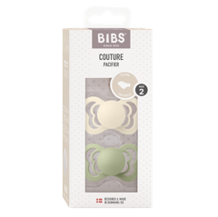 BIBS - Pacifier Couture 2 PACK - Ivory/Sage - Size 2