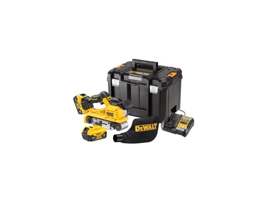 DeWALT - 18V XR Brushless cordless belt sander 75mm in TSTAK VI case (2X 5.0AH battery and charger)