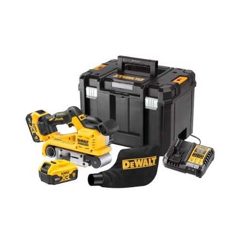 DeWALT - 18V XR Brushless cordless belt sander 75mm in TSTAK VI case (2X 5.0AH battery and charger)