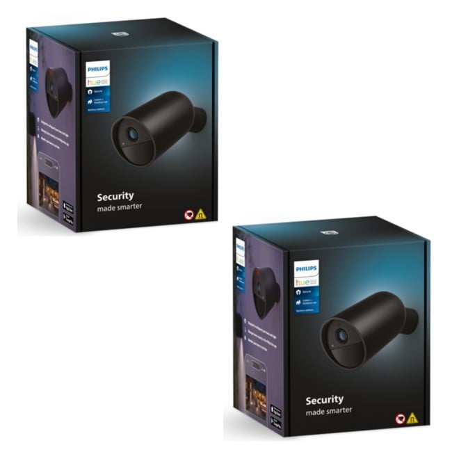 Philips Hue - 2x Secure Myndavél með Rafhlöðu - EU 1 stk - Svart - Bundle