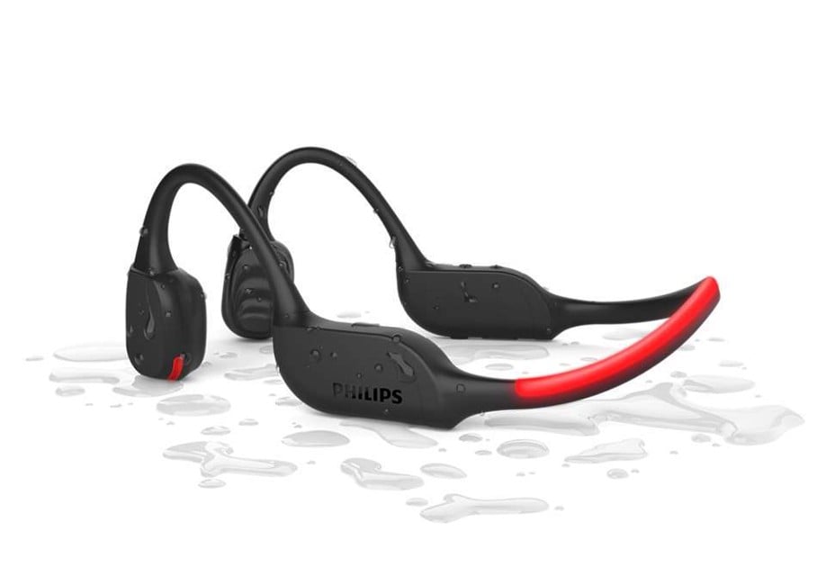 Philips - TAA7607BK/00 Bone Conduction Bluetooth Trådløse Øretelefoner - Vandtæt IP66 - Sort