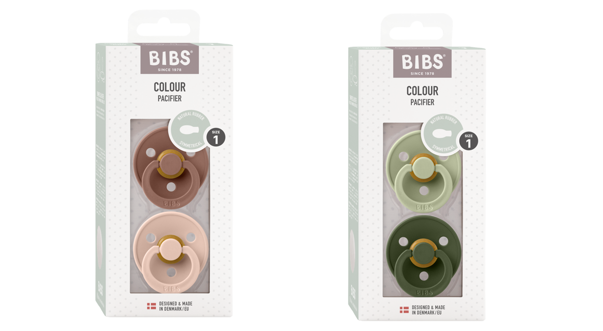 BIBS - Pacifier Colour 2 PACK - Blush & Sage - Size 1