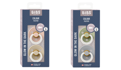 BIBS - Pacifier Colour 2 PACK - Blush /Vanilla GLOW & Sage/Cloud GLOW - Size 3