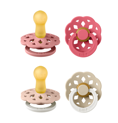 BIBS - Pacifier Boheme 2 x  2 PACK - Dusty Pink/Coral  & Blush/Vanilla GLOW - Size 2