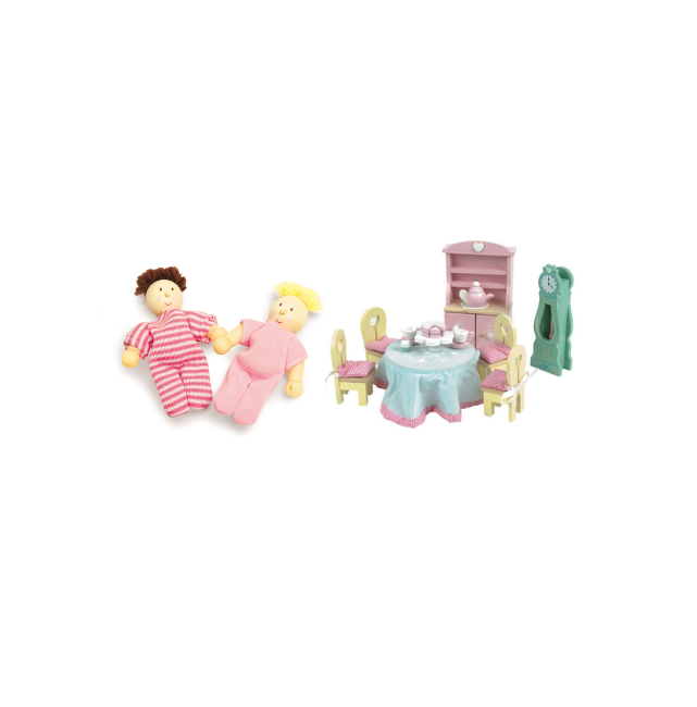 Le Toy Van - Budkin - Lalababy lille dukkebaby + Spisestue (Bundle)