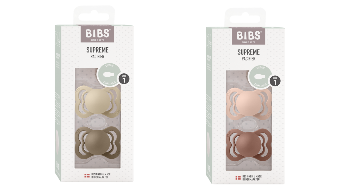 BIBS - Pacifier Supreme 2x 2 PACK - Vanilla/Dark Oak & Woodchuck/Blush - Size 1