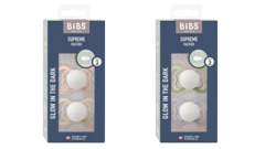 BIBS - Pacifier Supreme 2x 2 PACK - Blush/Vanilla GLOW & Sage/Cloud Glow - Size 2