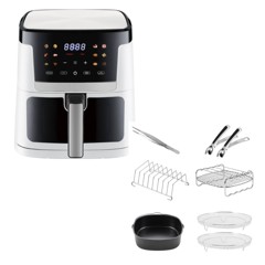 Sobczyk – Digital Airfryer 7L Vit & 7L Airfryer Tillbehörspaket med 6 Delar - Bundle