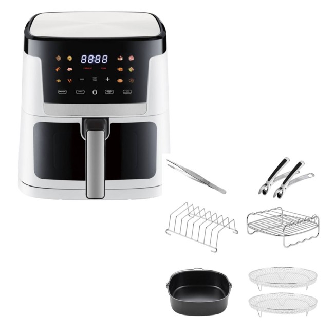 Sobczyk – Stafræn 7L Airfryer Hvítur & 7L Airfryer Aukahlutasett með 6 hlutum - Bundle