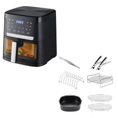 Sobczyk - Digital airfryer 7L Sort & 7L airfryer tilbehør sæt med 6 dele - Bundle