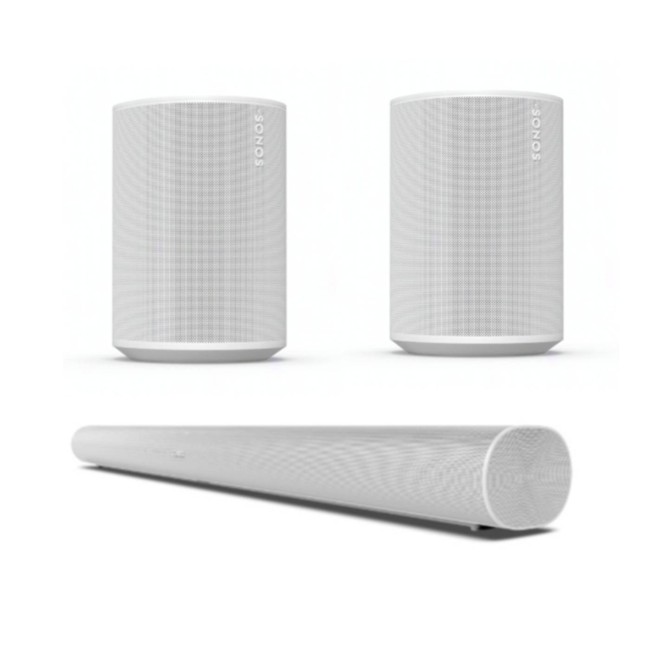 Sonos - Arc Heimabíó Hvítt & 2x Era 100 Hvítt - Bundle